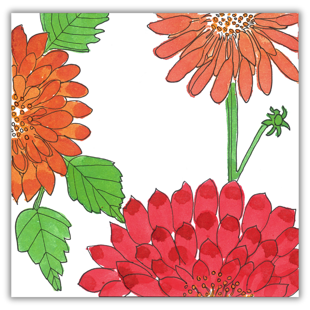 Dahlias Greeting Cards