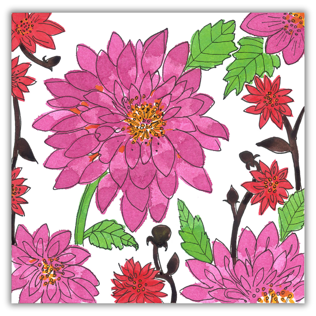 Dahlias Greeting Cards